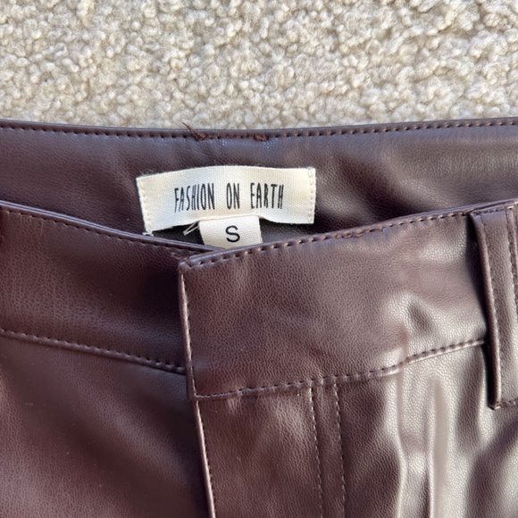 Mocha Vegan Leather Pants - Picture 3 of 5